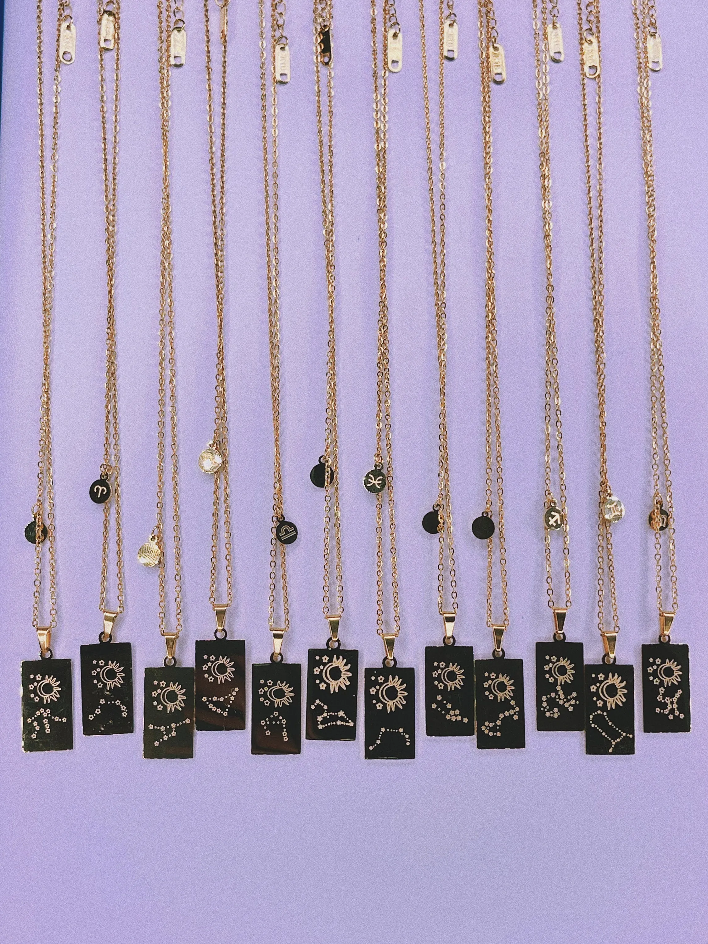 Plate Zodiac Tarot Card Necklaces