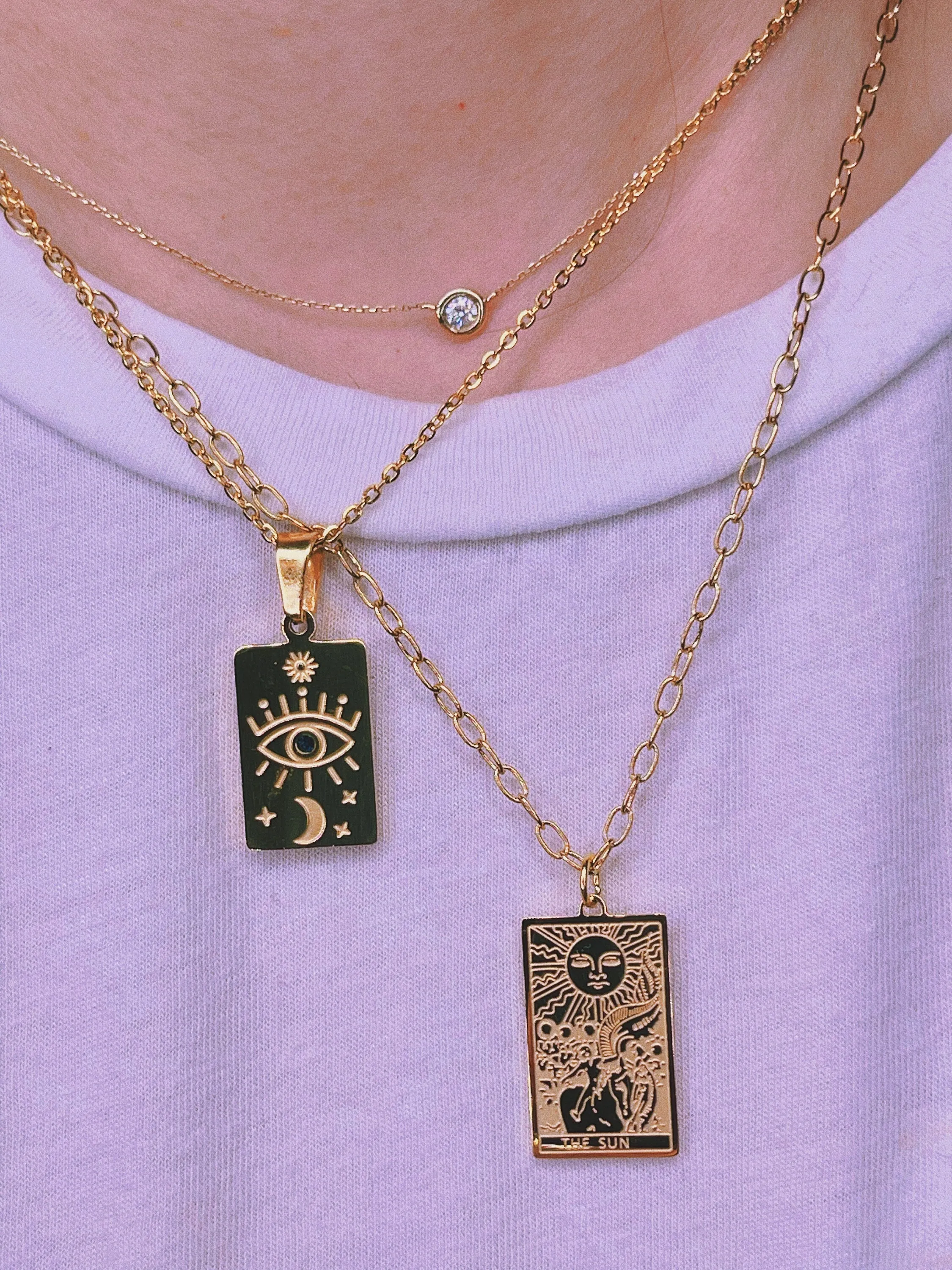 Plate Zodiac Tarot Card Necklaces