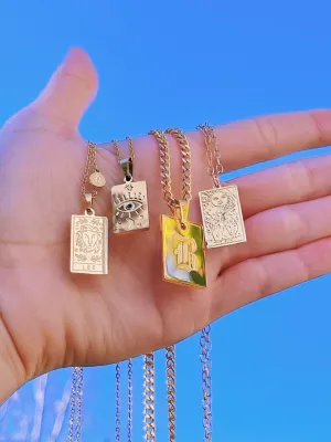 Plate Zodiac Tarot Card Necklaces