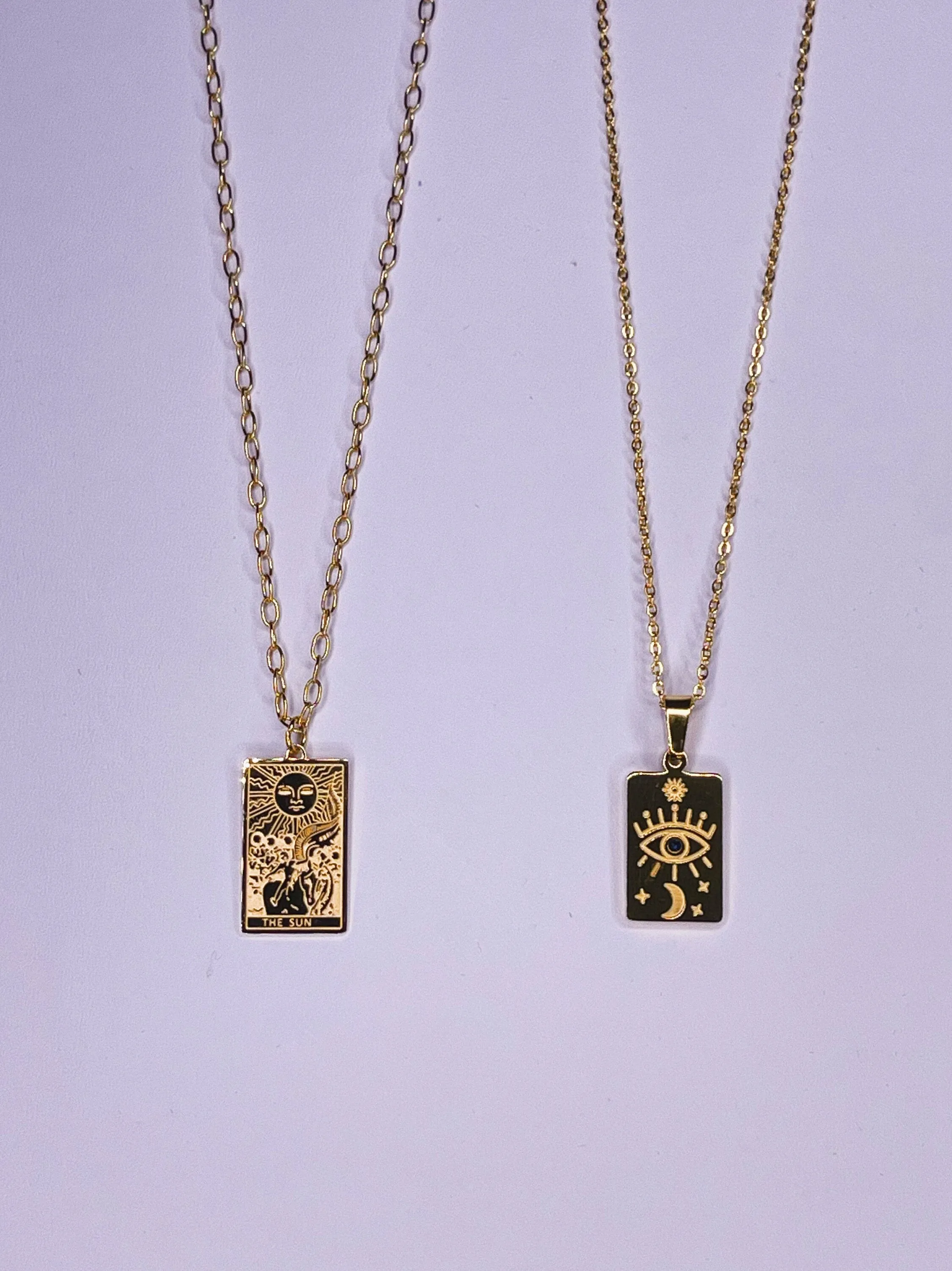 Plate Zodiac Tarot Card Necklaces