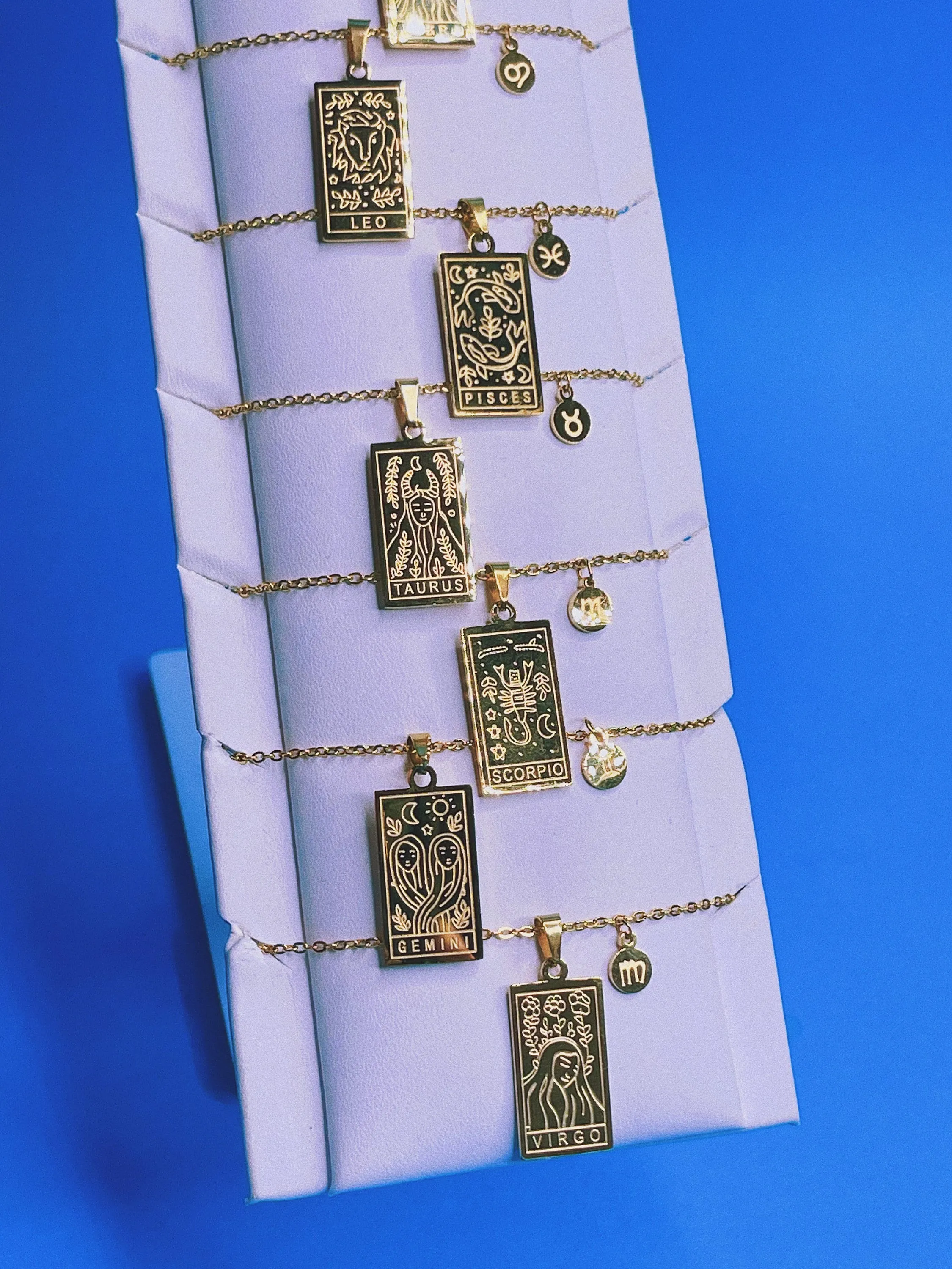 Plate Zodiac Tarot Card Necklaces