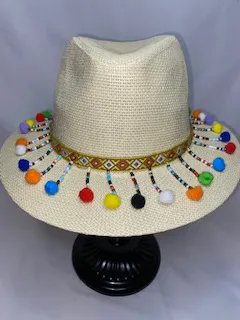 Pom Pom Straw Crown