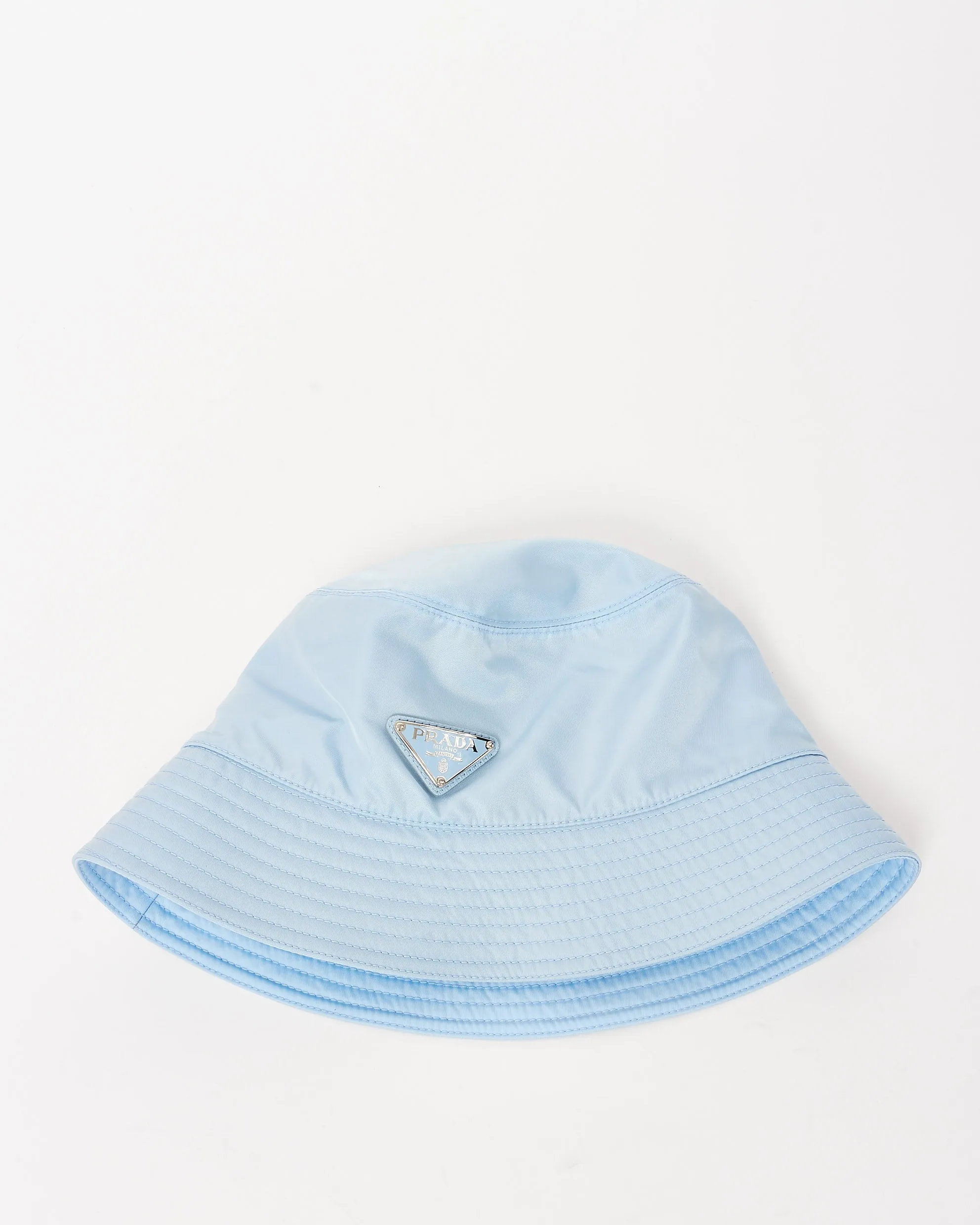Prada Blue Re-Nylon Logo Bucket Hat - M