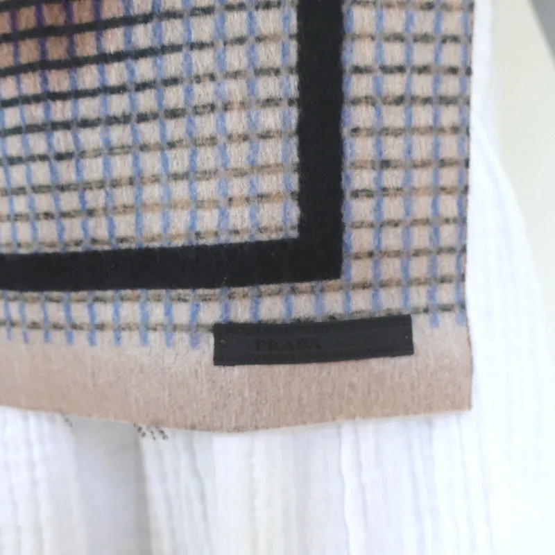 Prada Scarf Beige/Black Geometric Print