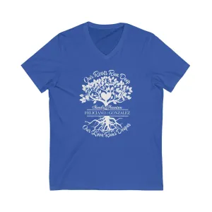 Premium Unisex V-Neck Tee Blue & Red