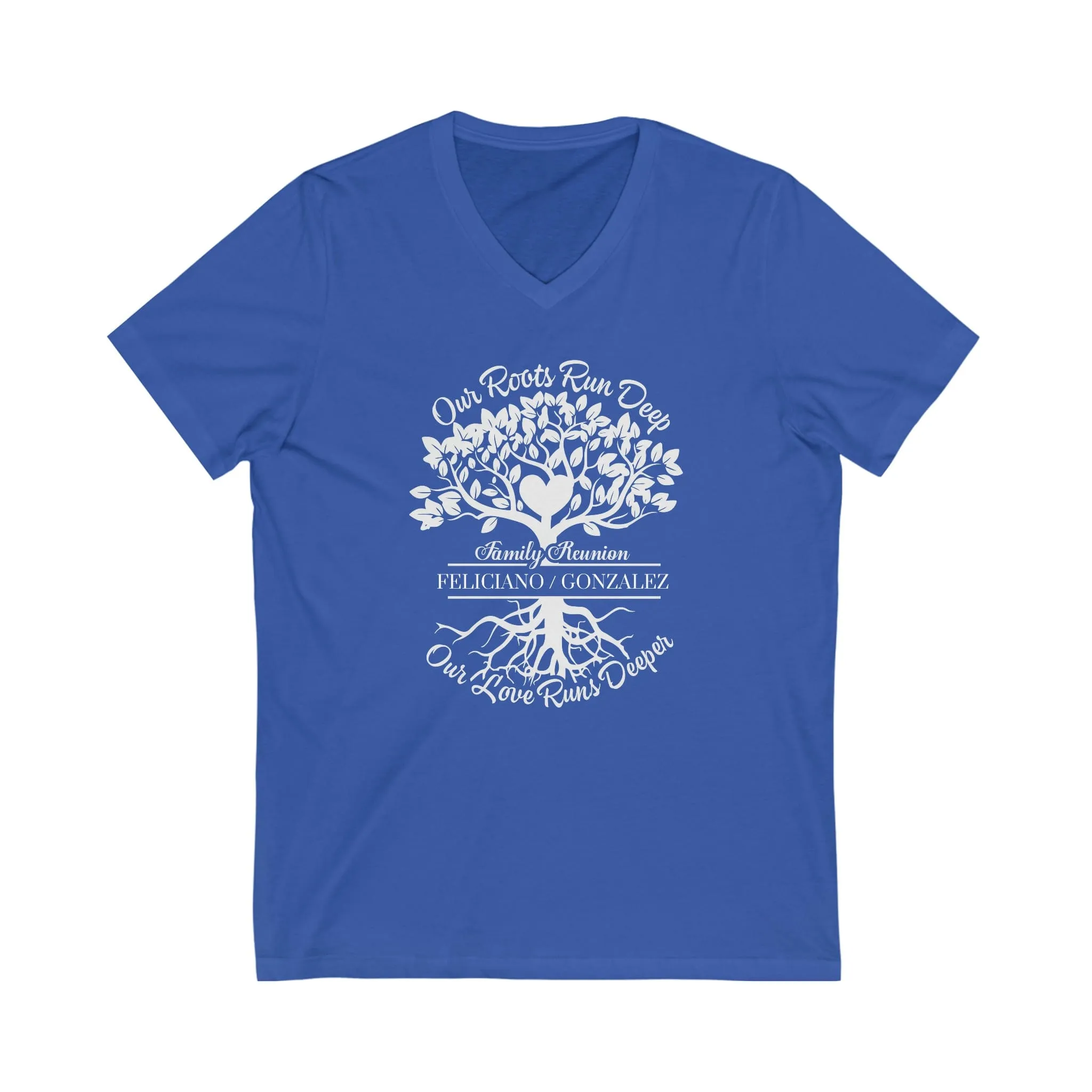 Premium Unisex V-Neck Tee Blue & Red