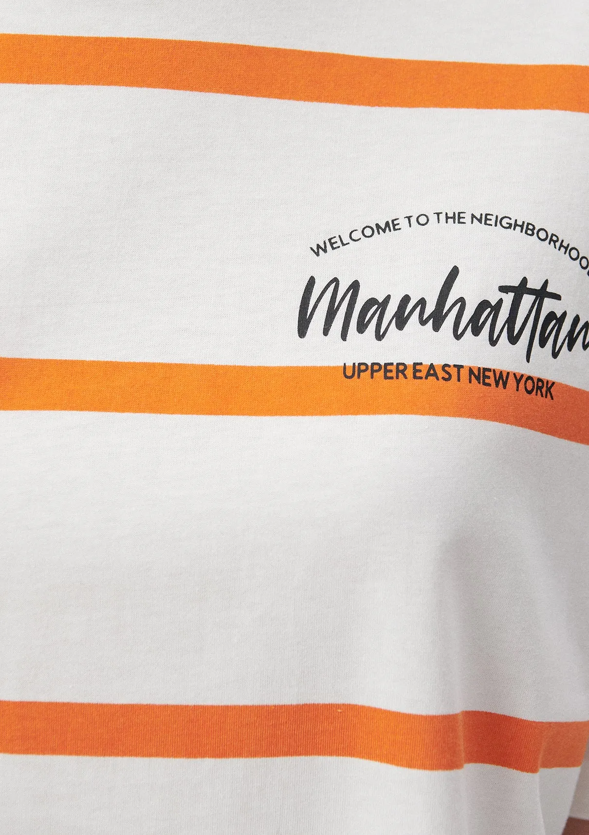 Printed Striped Orange T-Shirt