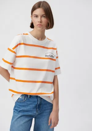 Printed Striped Orange T-Shirt