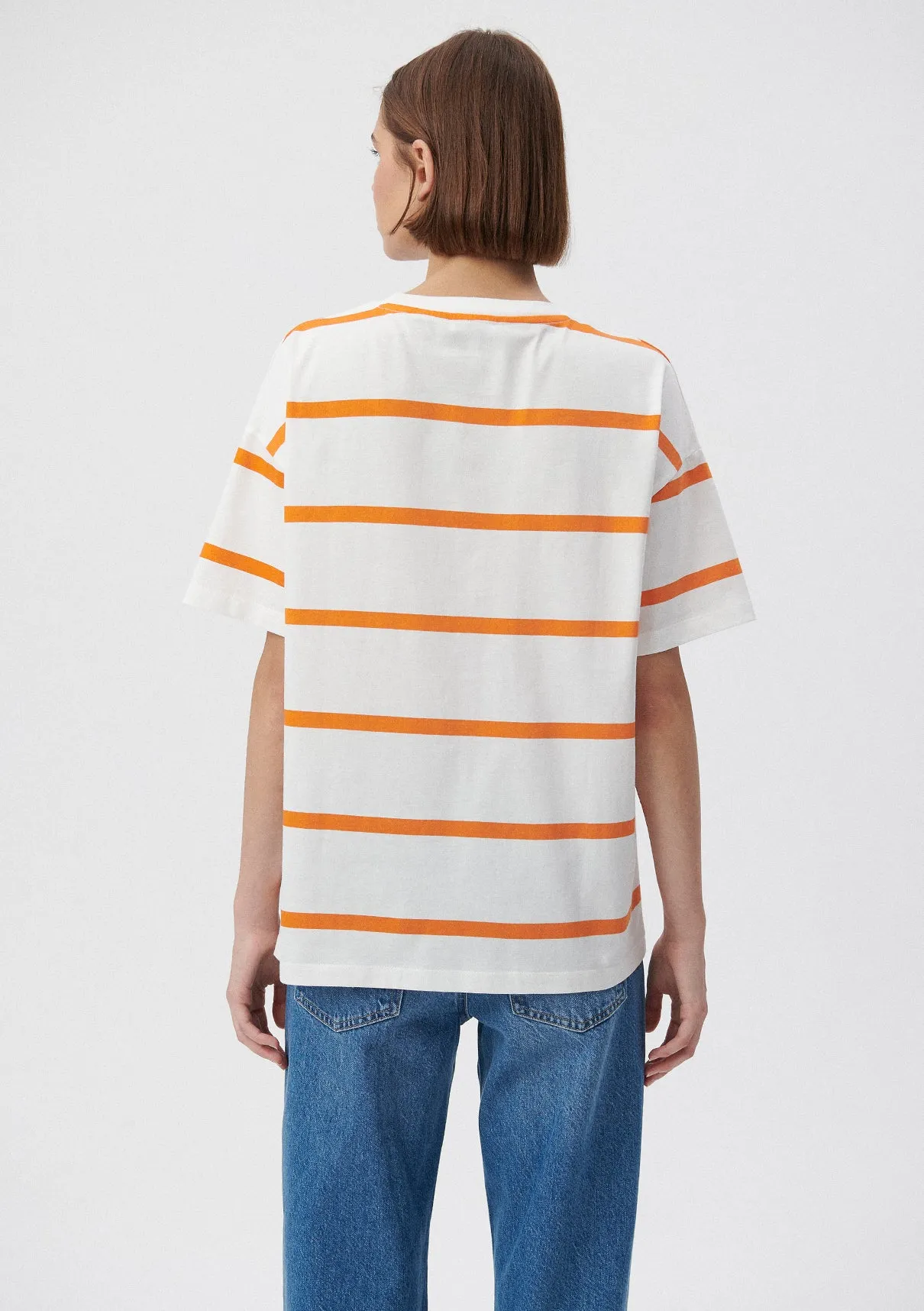 Printed Striped Orange T-Shirt