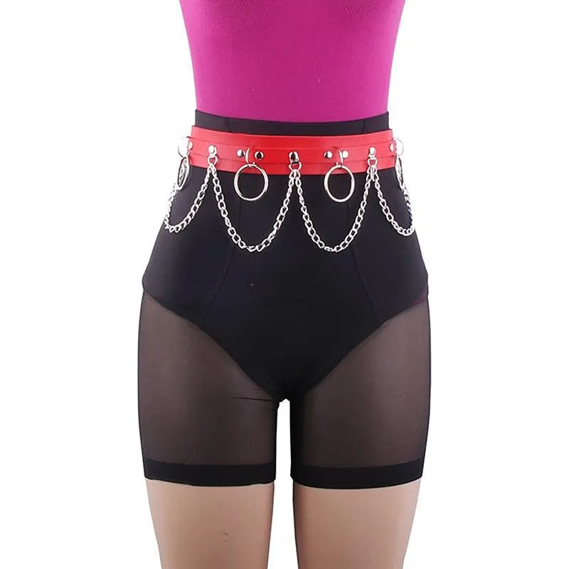 Punk Gothic Hiphop Waist Chain with Adjustable JK Belt