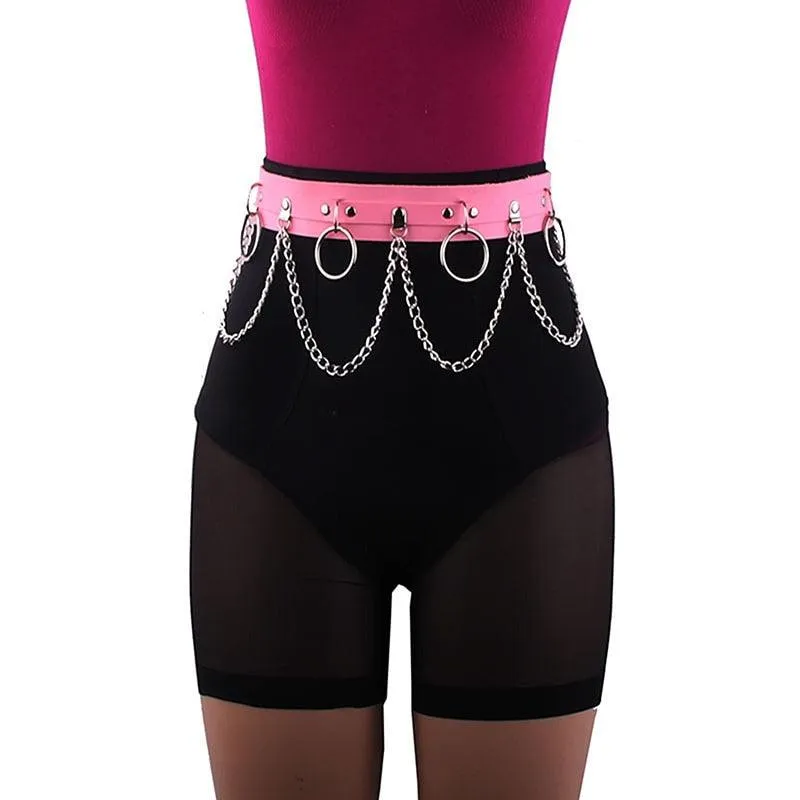 Punk Gothic Hiphop Waist Chain with Adjustable JK Belt