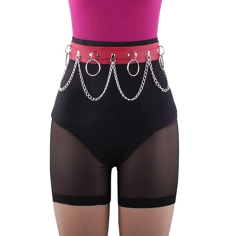 Punk Gothic Hiphop Waist Chain with Adjustable JK Belt