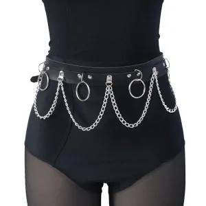 Punk Gothic Hiphop Waist Chain with Adjustable JK Belt