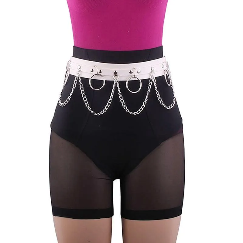 Punk Gothic Hiphop Waist Chain with Adjustable JK Belt