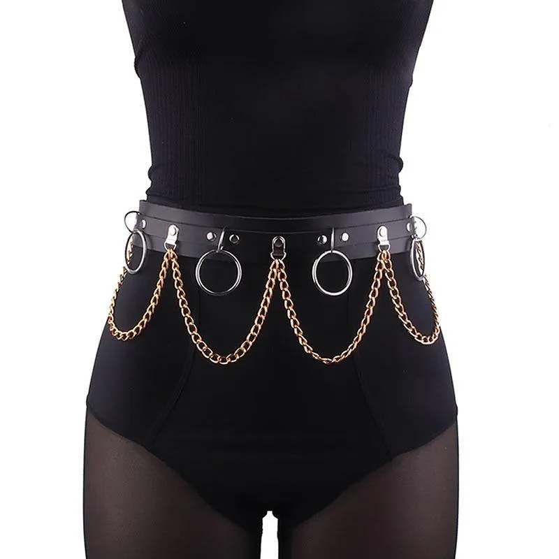 Punk Gothic Hiphop Waist Chain with Adjustable JK Belt