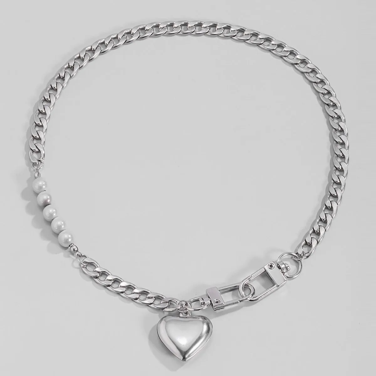 Punk Heart Pendant Necklace for Women Chain Jewelry Gift