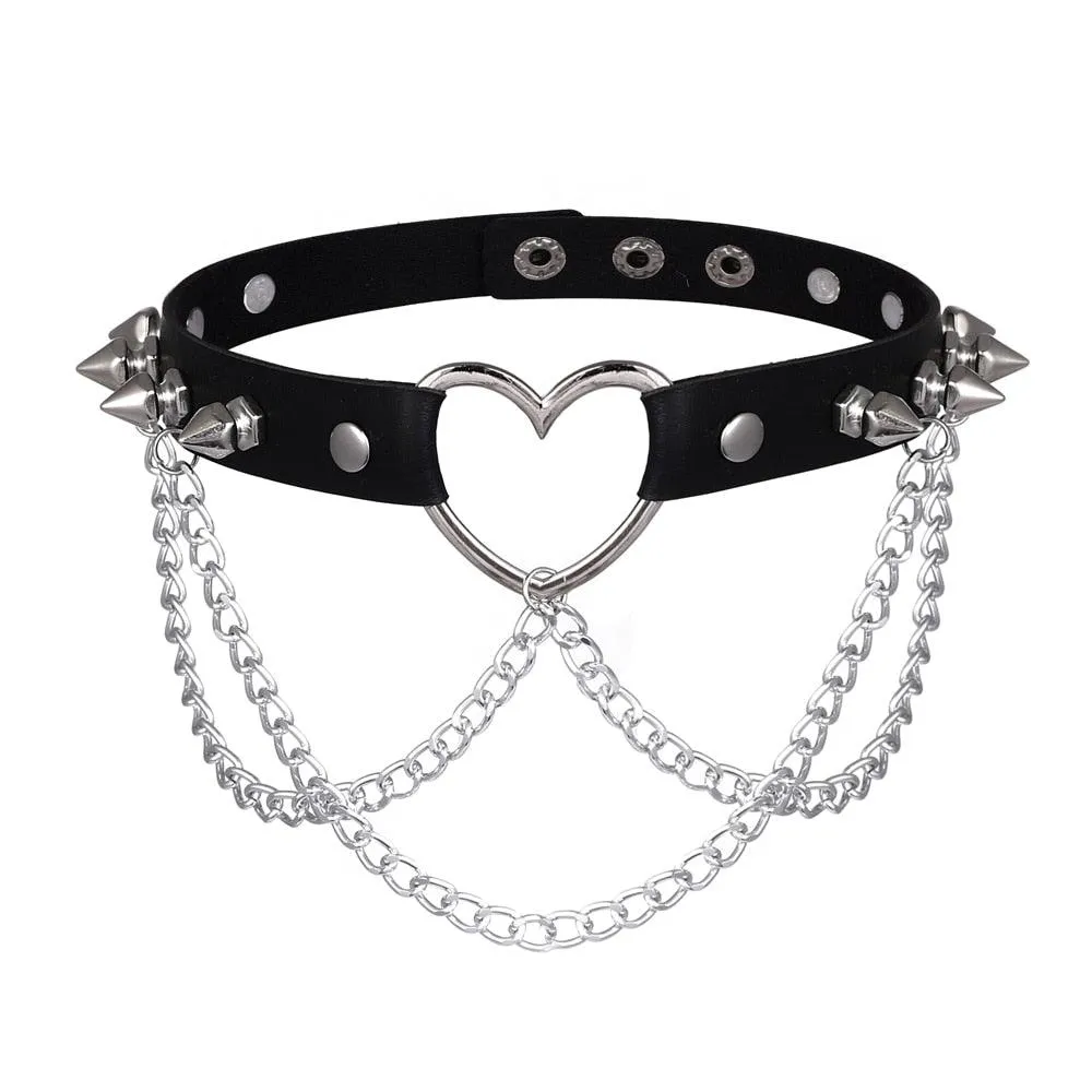 Punk Spiked Choker Necklace