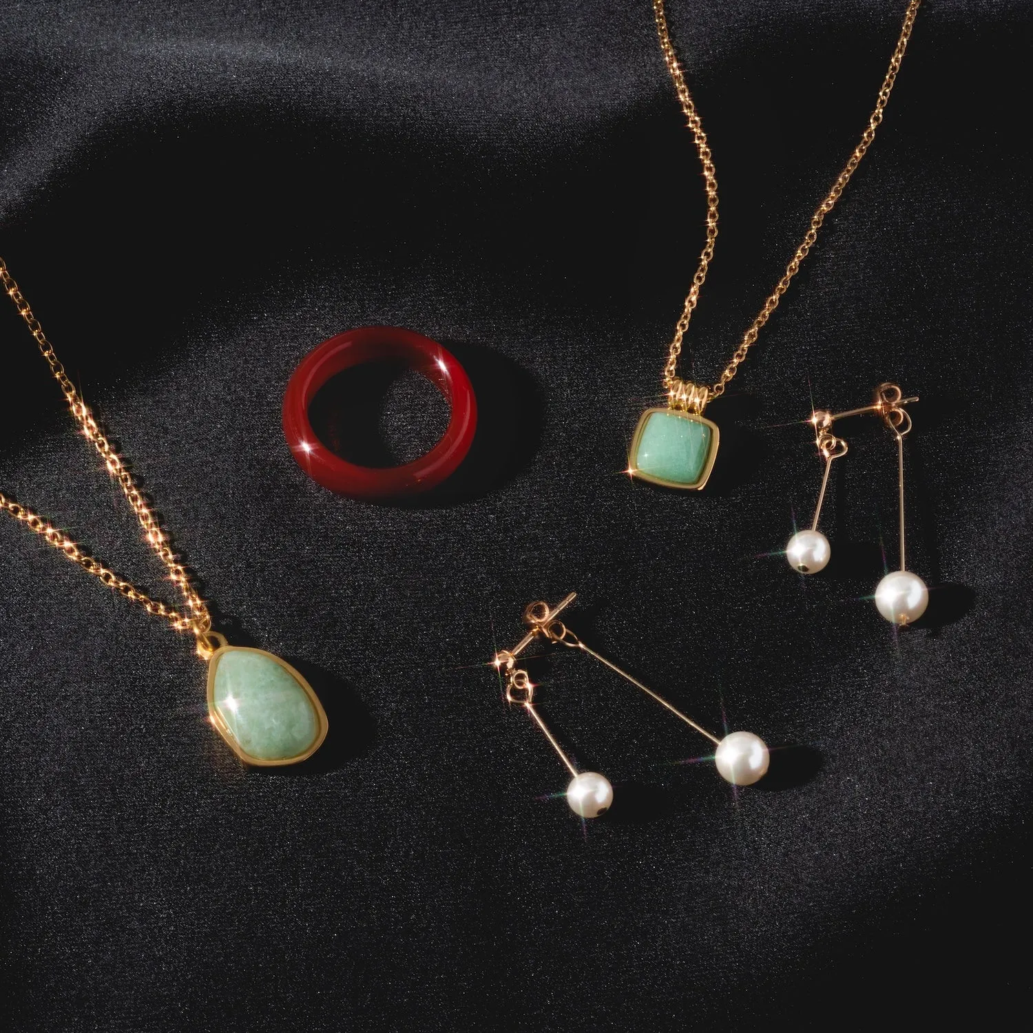 Puzzle Square Aventurine Stone Necklace