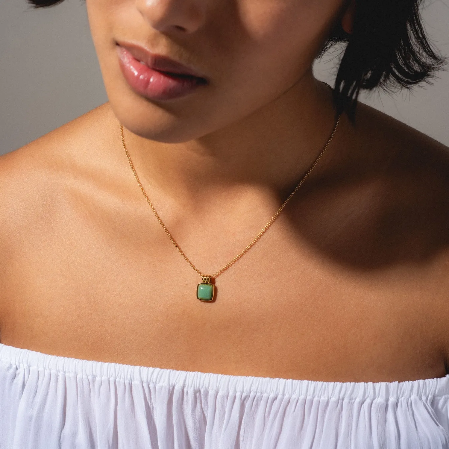 Puzzle Square Aventurine Stone Necklace