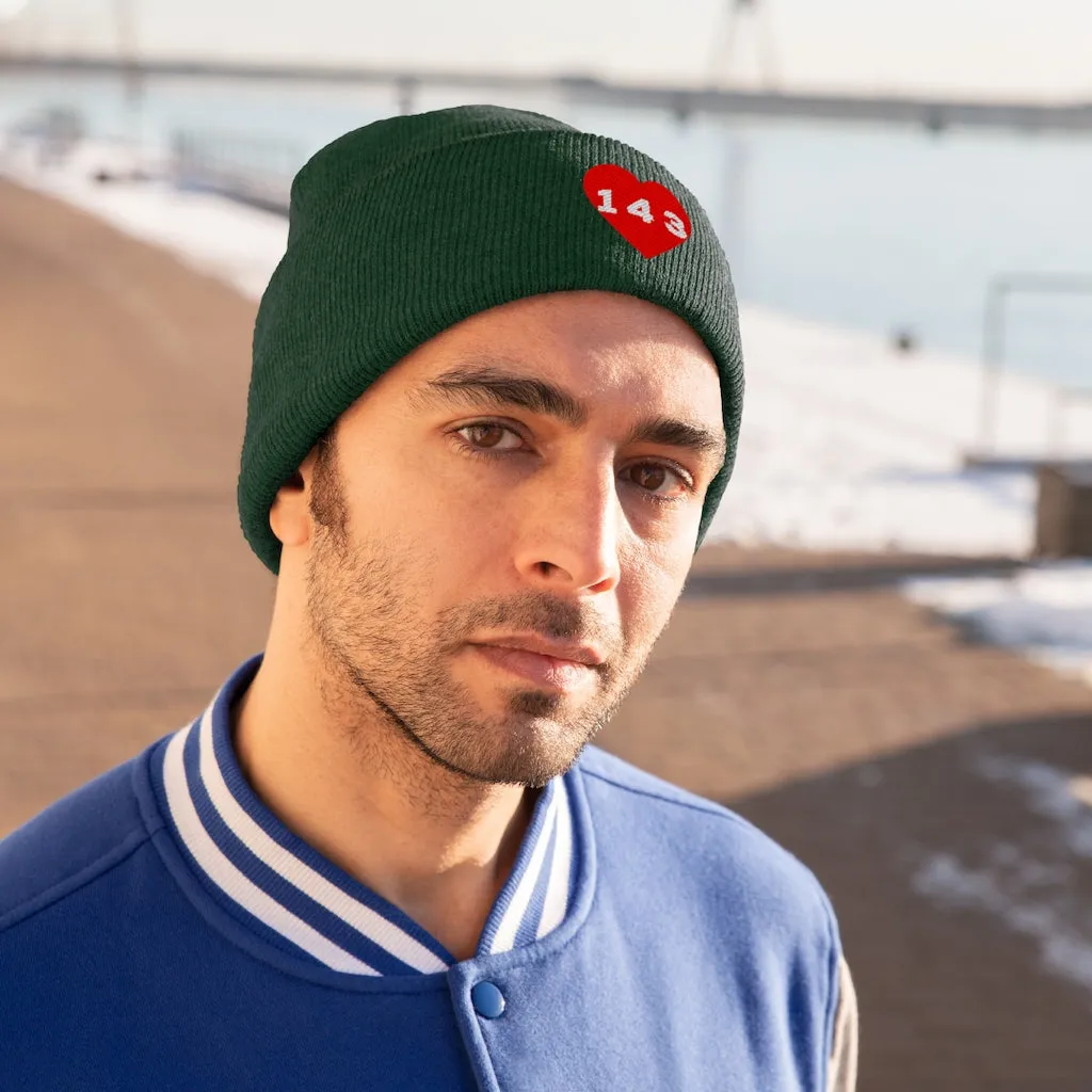 "143" Adult Knit Beanie -Red