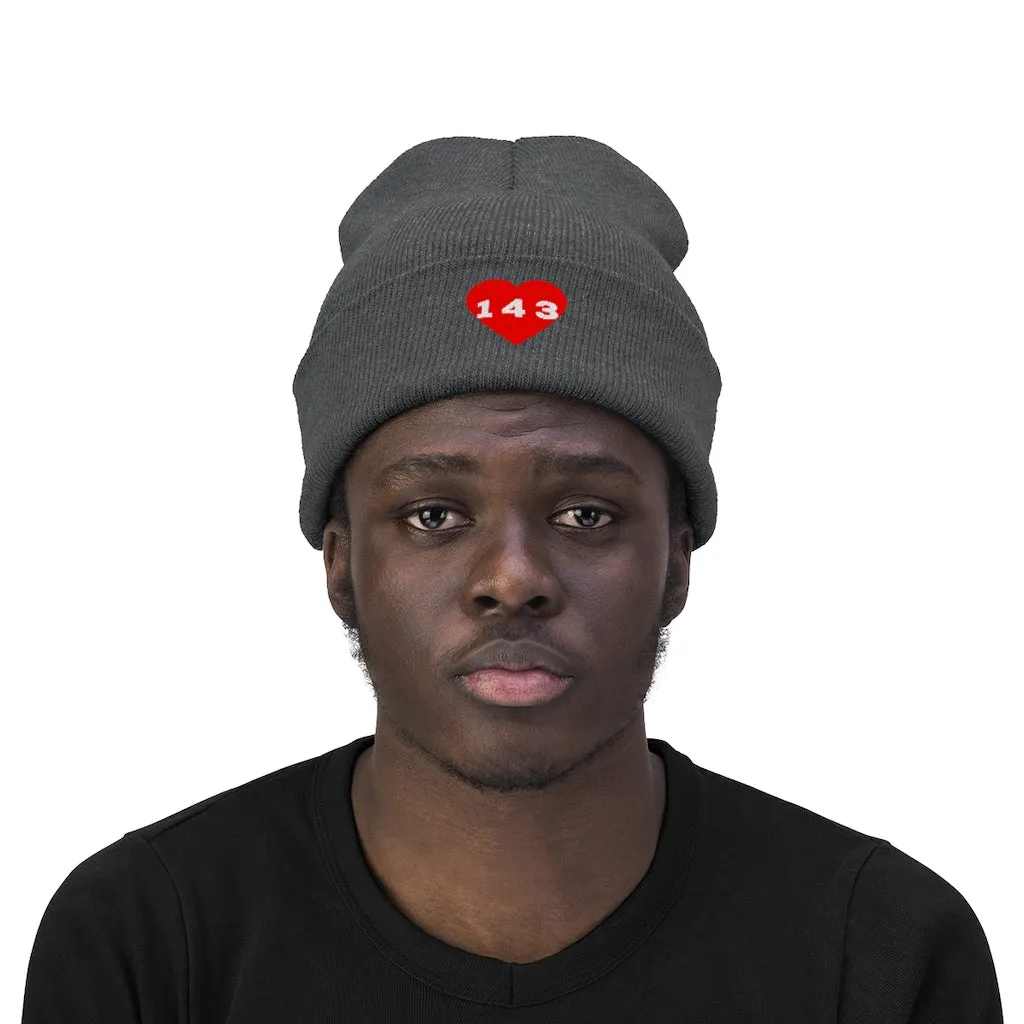 "143" Adult Knit Beanie -Red