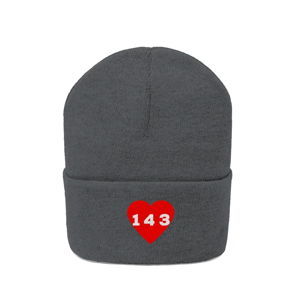 "143" Adult Knit Beanie -Red