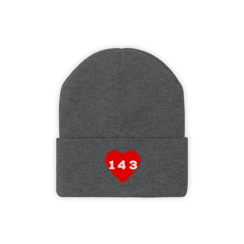 "143" Adult Knit Beanie -Red