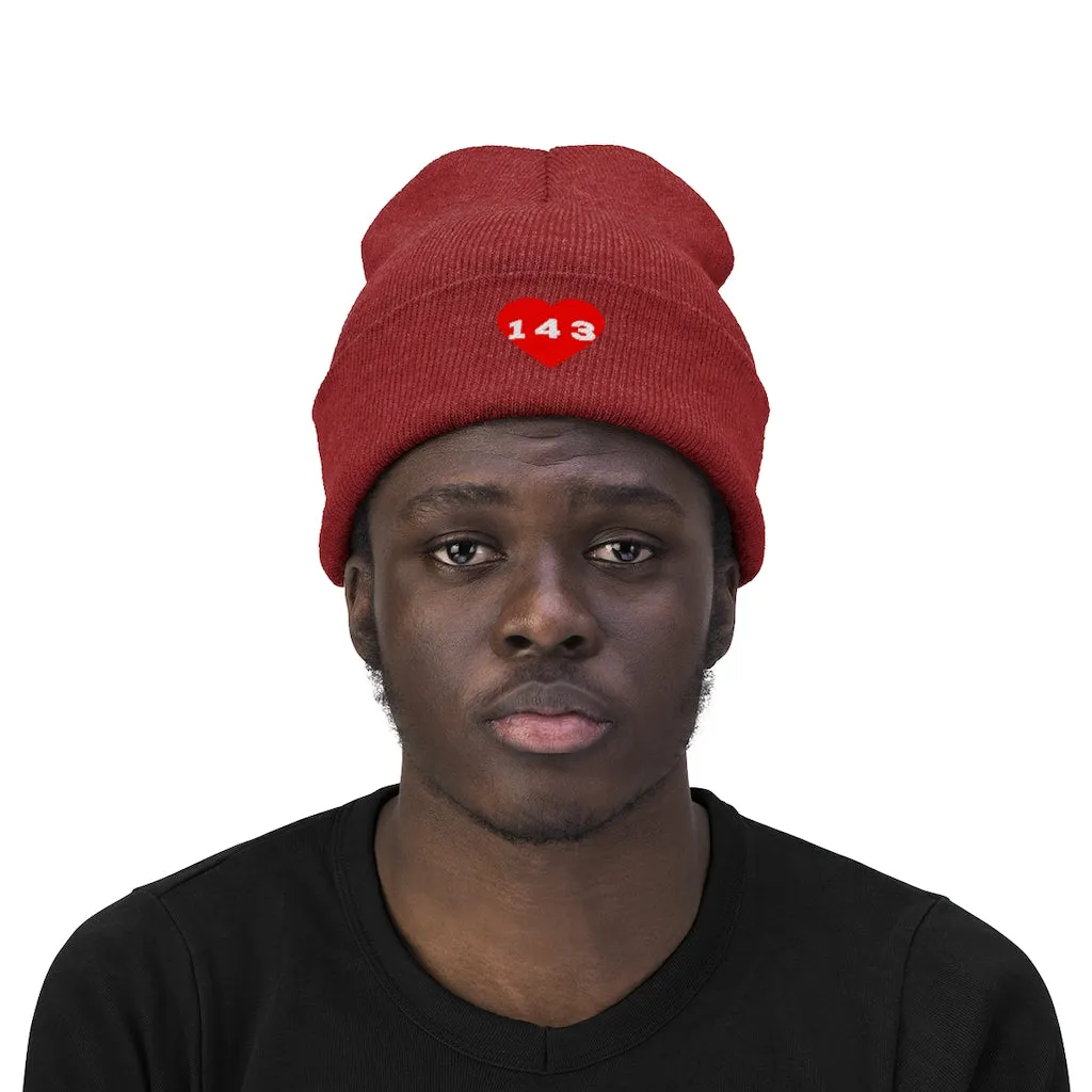 "143" Adult Knit Beanie -Red