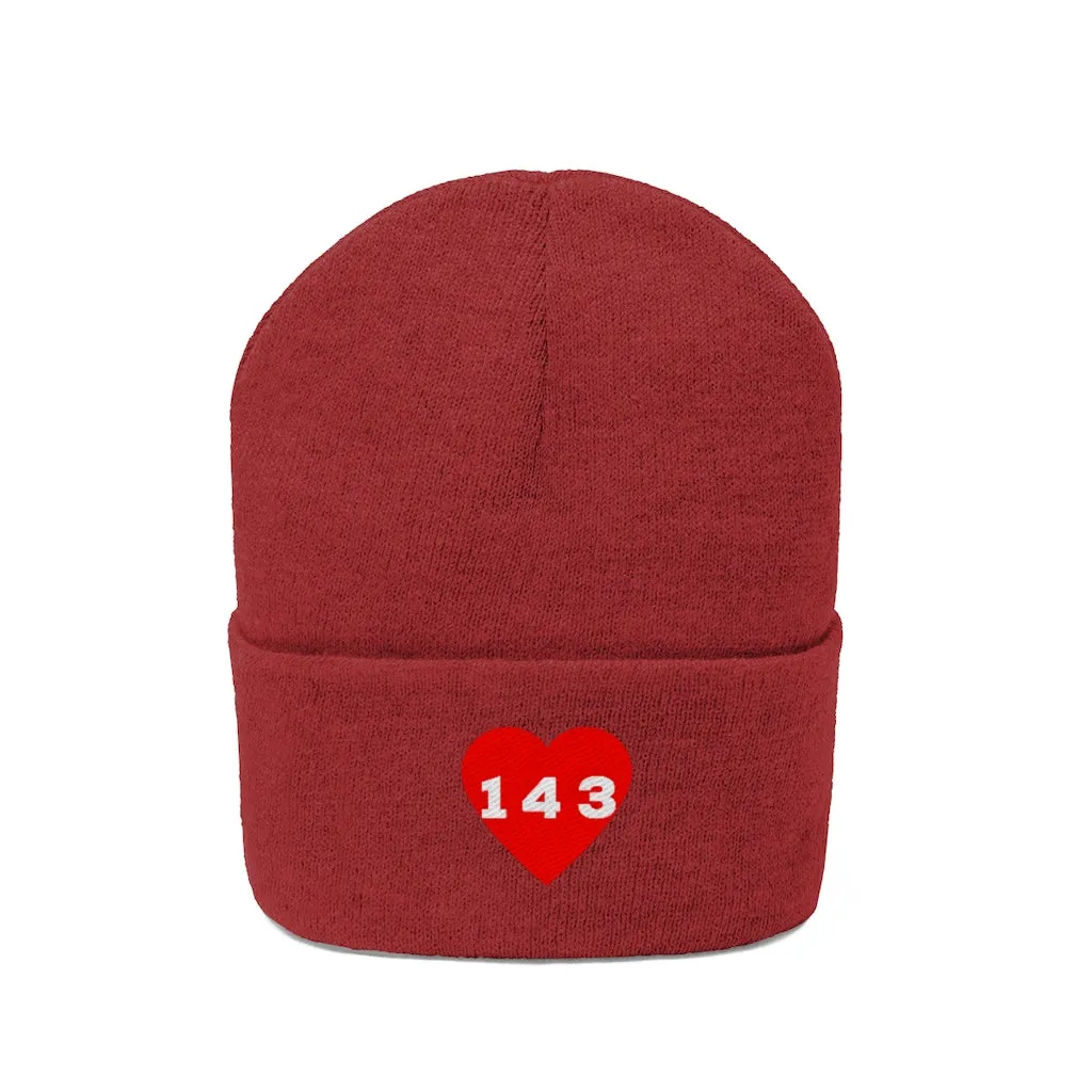 "143" Adult Knit Beanie -Red
