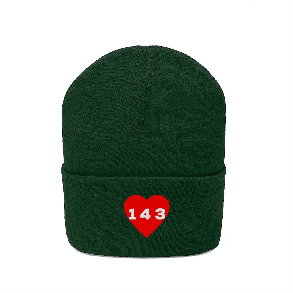 "143" Adult Knit Beanie -Red
