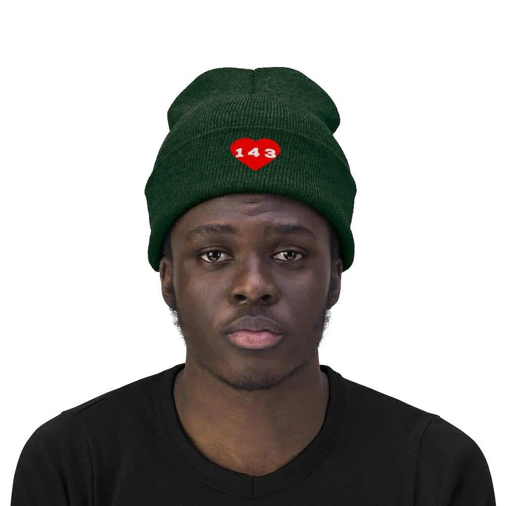 "143" Adult Knit Beanie -Red