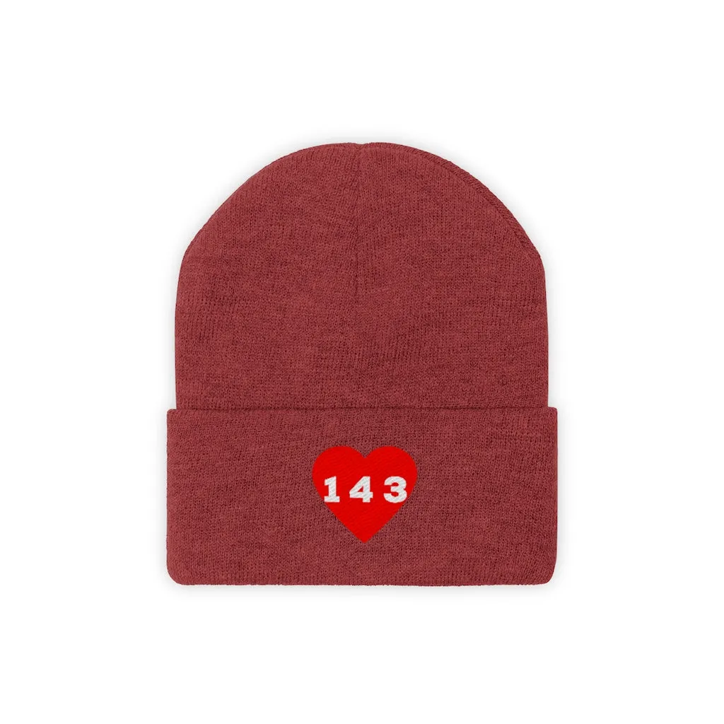 "143" Adult Knit Beanie -Red