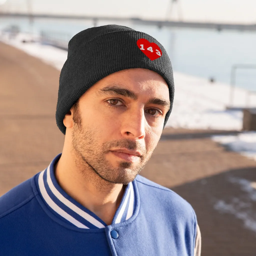 "143" Adult Knit Beanie -Red