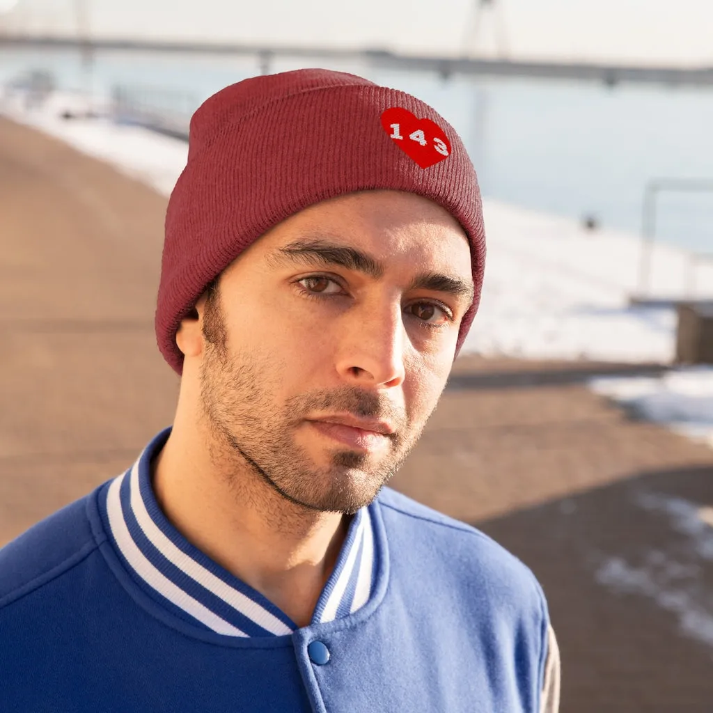 "143" Adult Knit Beanie -Red