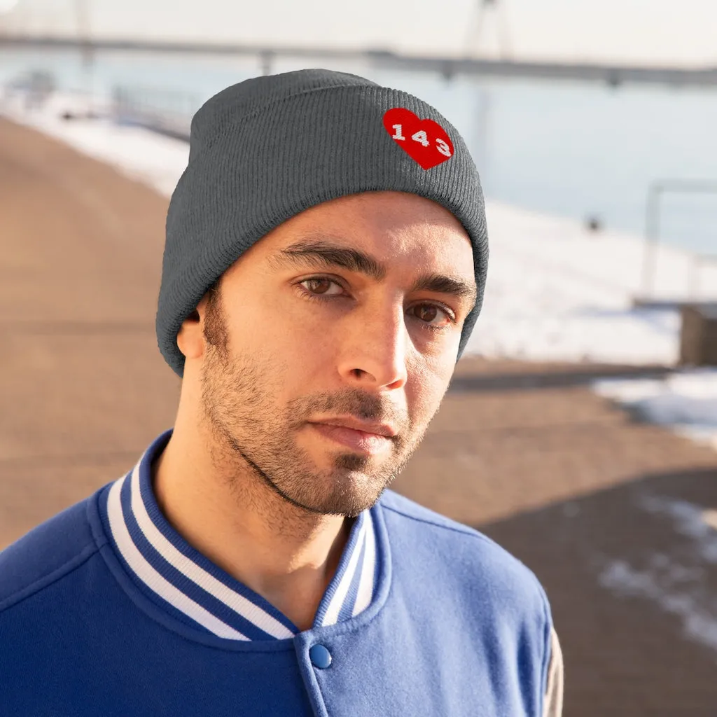 "143" Adult Knit Beanie -Red