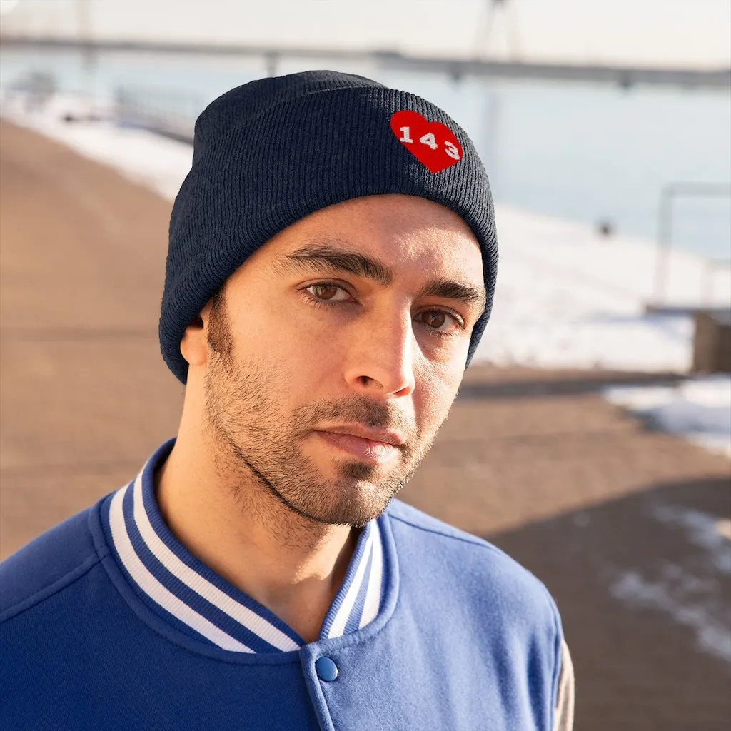 "143" Adult Knit Beanie -Red
