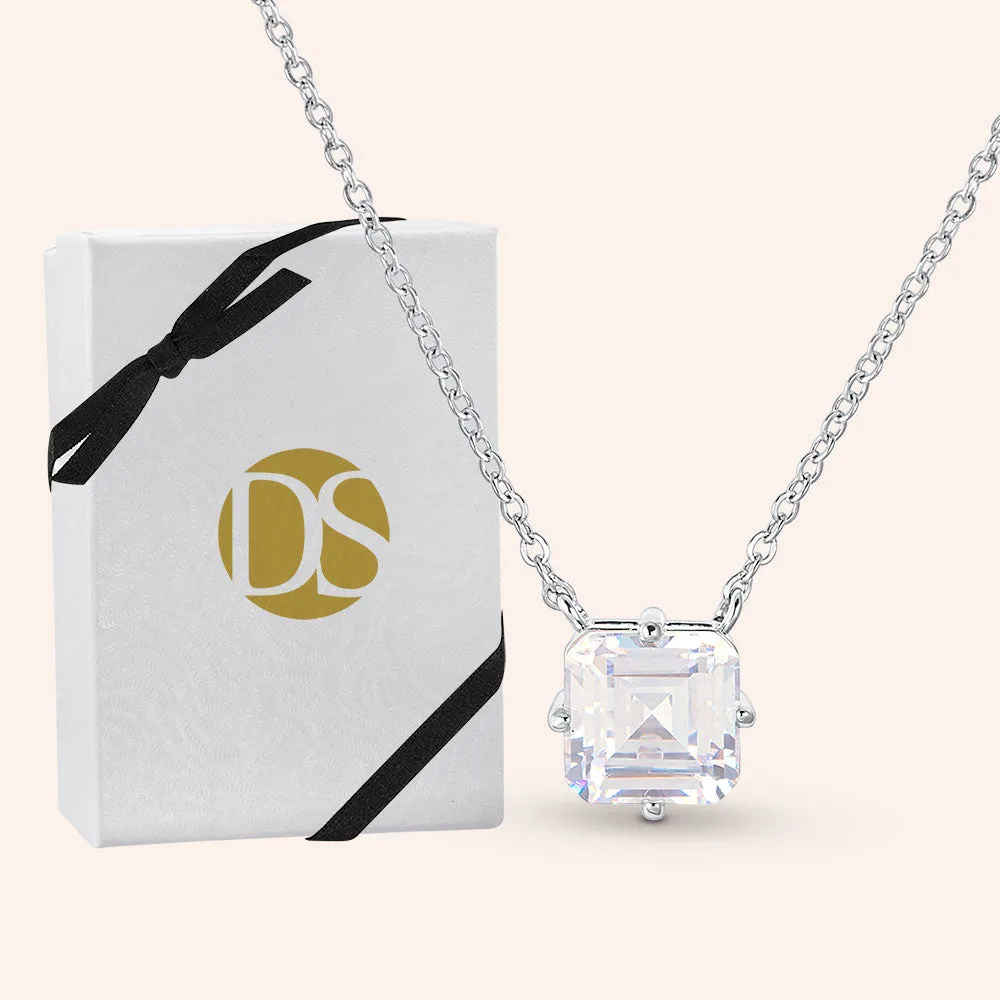 "Real Glam" 3.18CTW Asher Cut Pendant Necklace