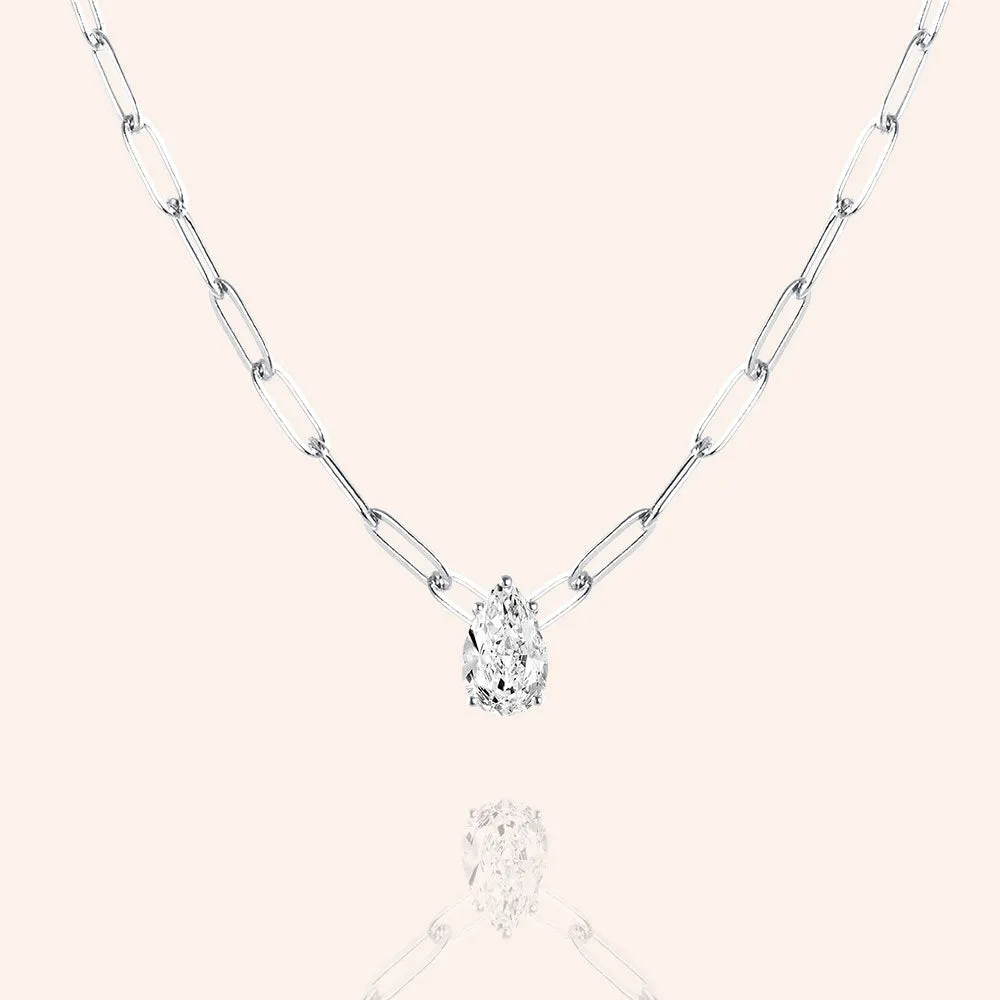 "Sunset Lover" 2.8CTW Drop Pendant Clip Chain Necklace