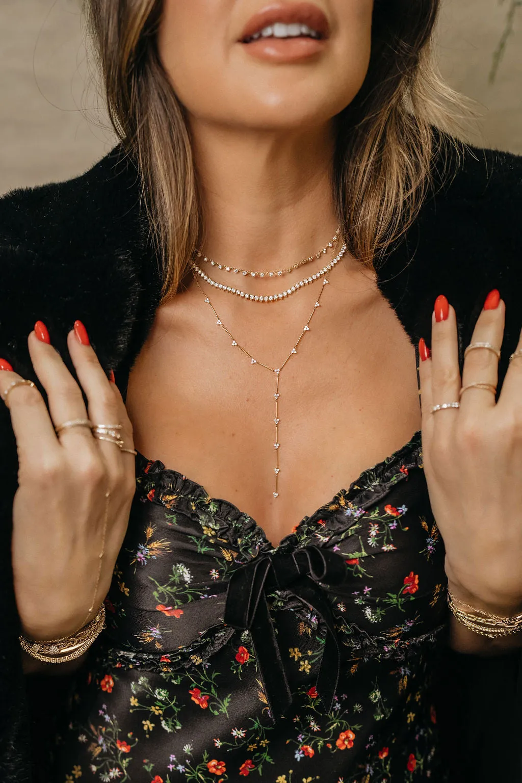 "The Catherine" Diamond Trio Y Necklace