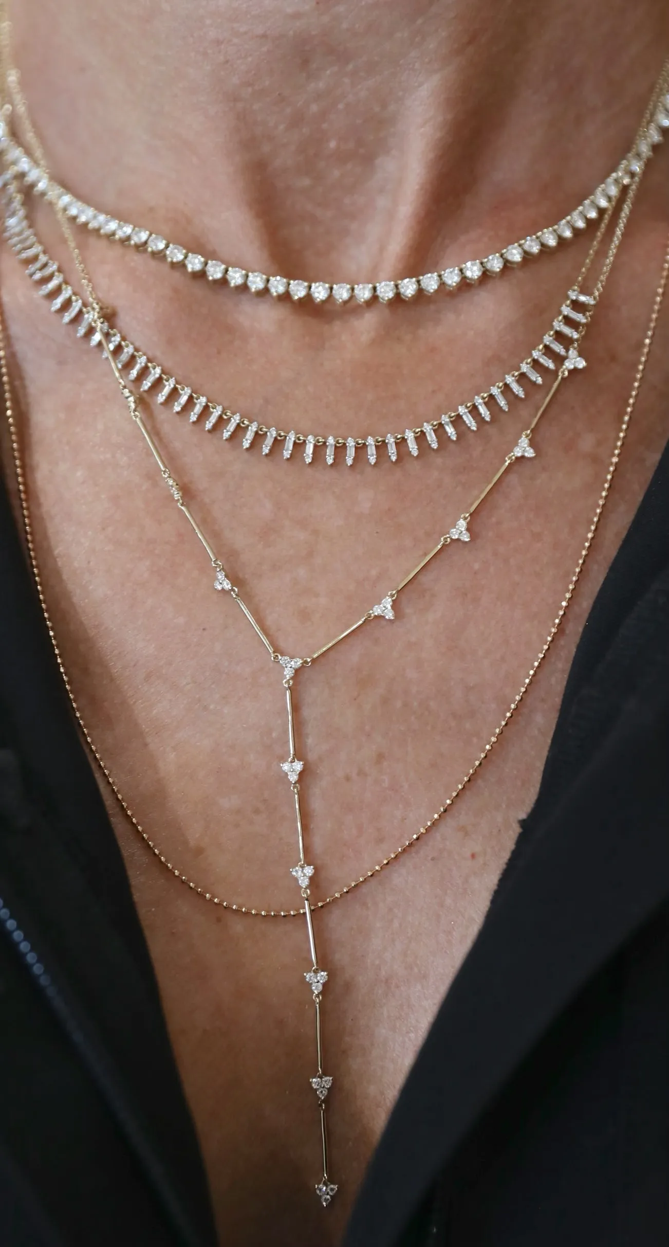 "The Catherine" Diamond Trio Y Necklace