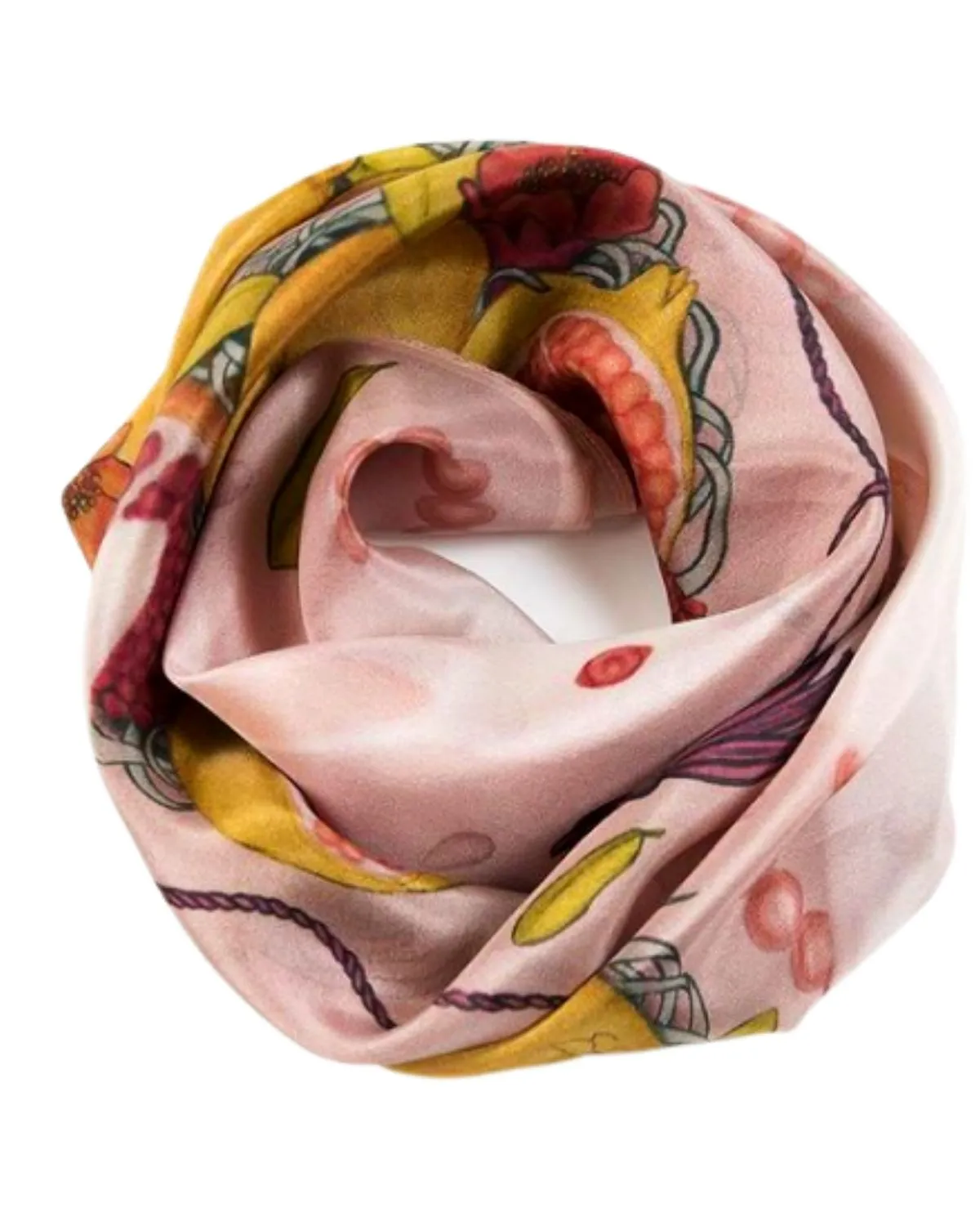 RABBITS AND POMEGRANATE SILK SCARF