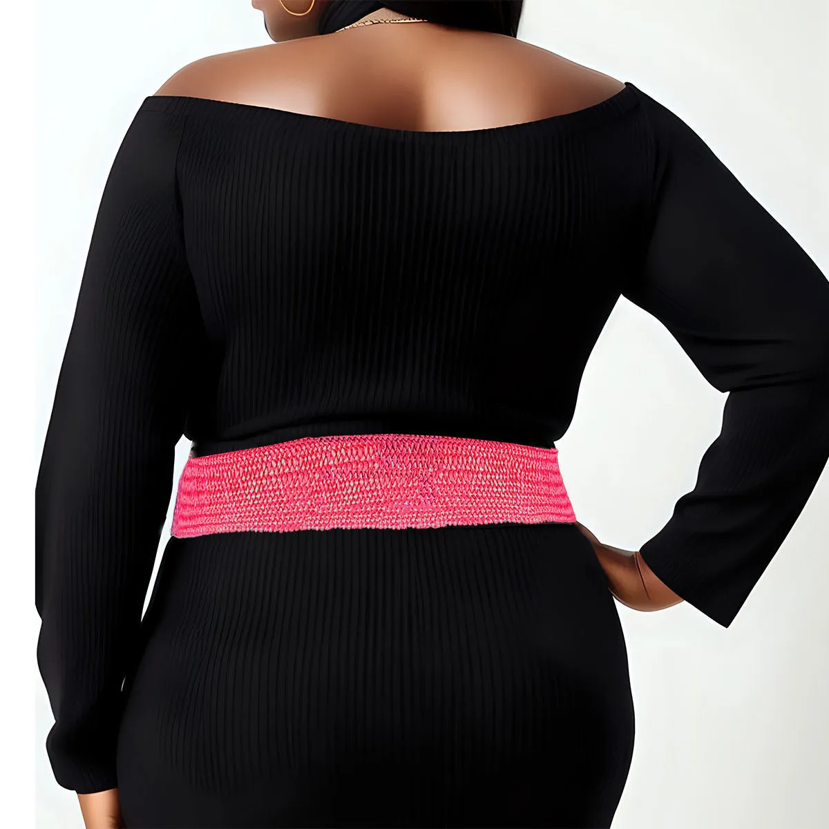Raffia Fuchsia Flower Belt