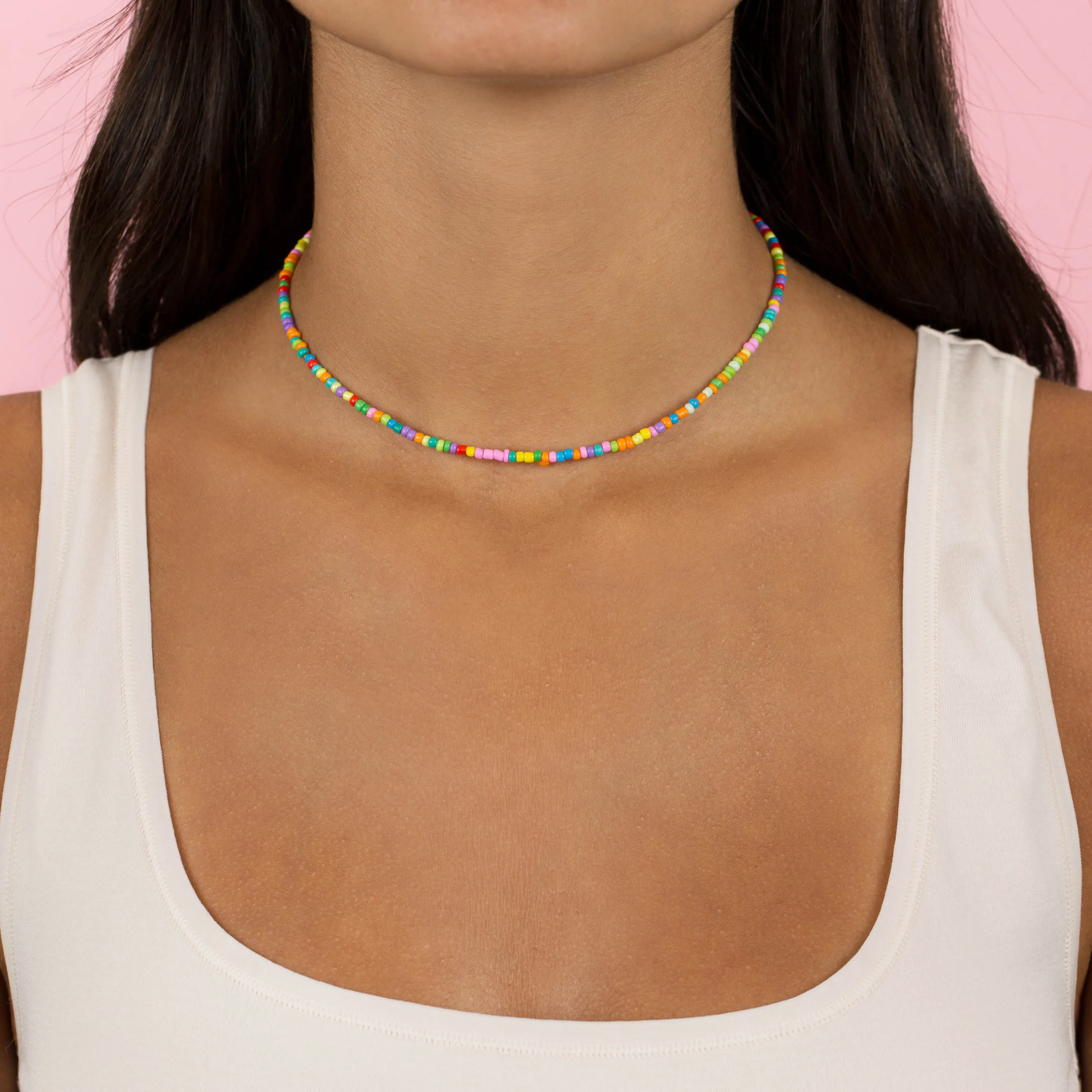 Rainbow Beaded Choker