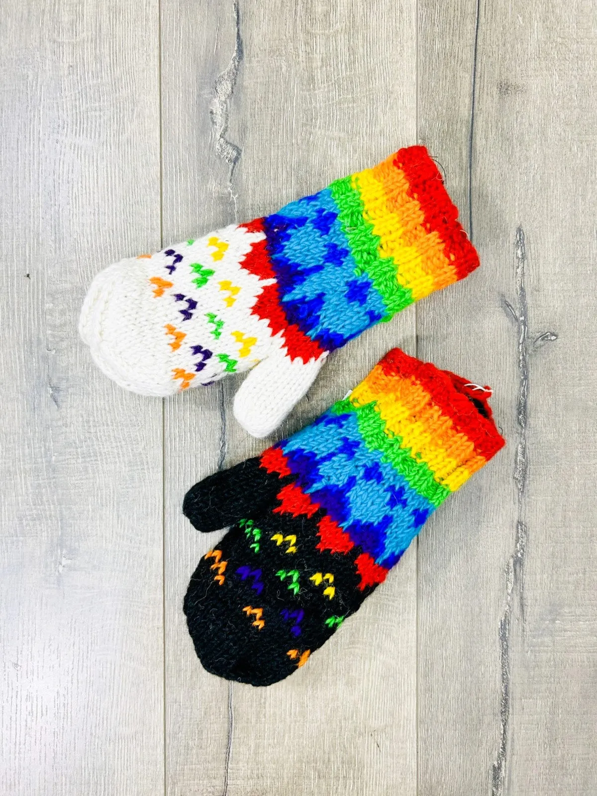 Rainbow Wool Mittens