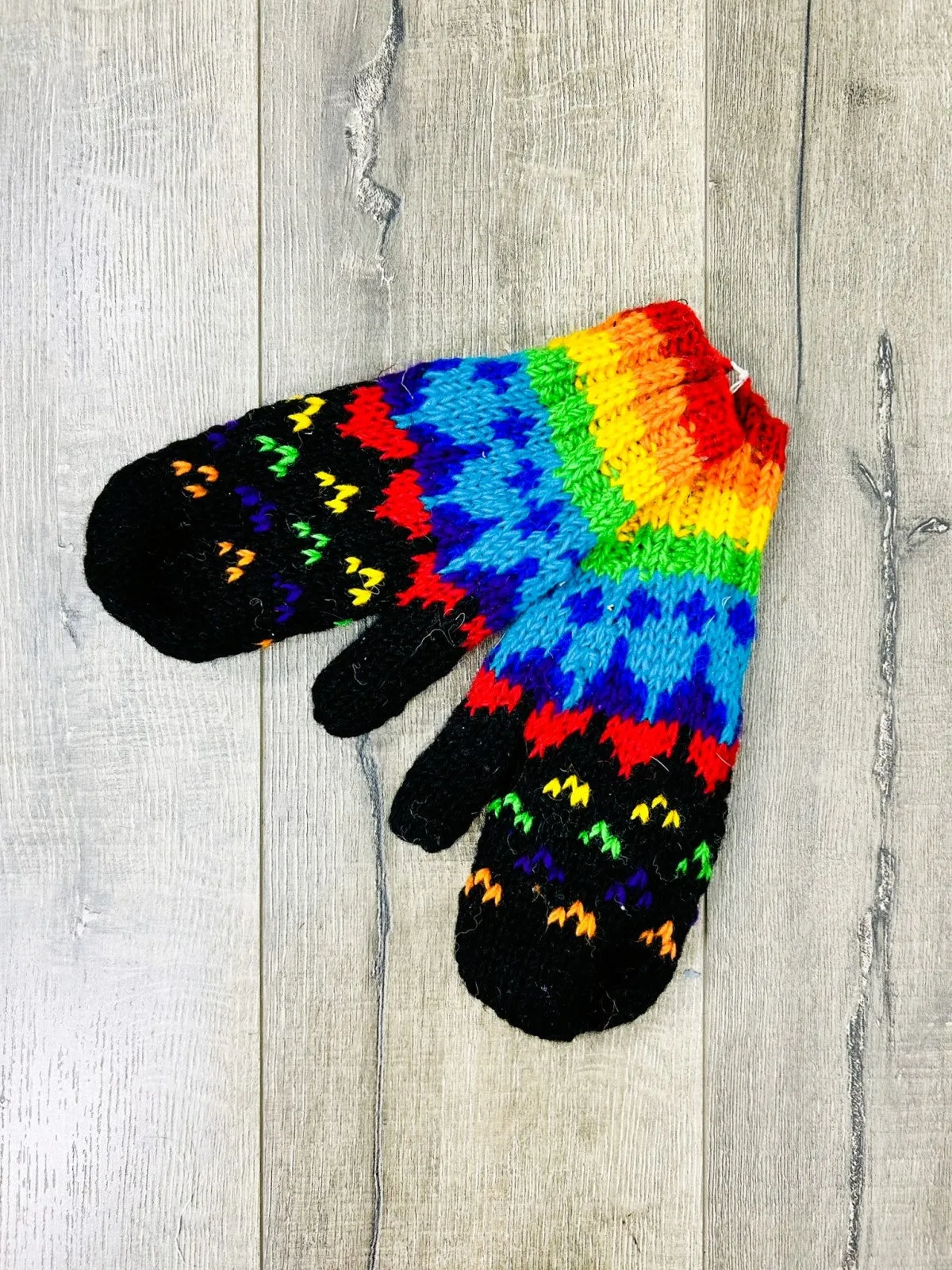 Rainbow Wool Mittens