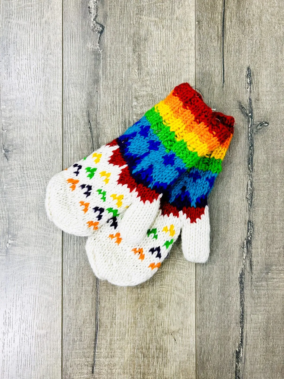 Rainbow Wool Mittens