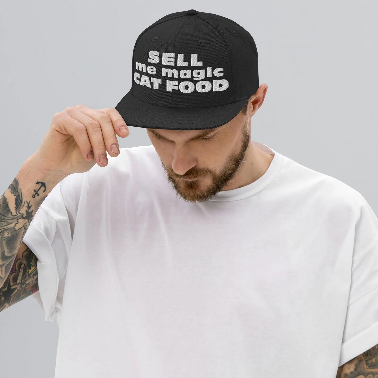 Rave Hat • Sell me magic cat food (Snapback Hat)