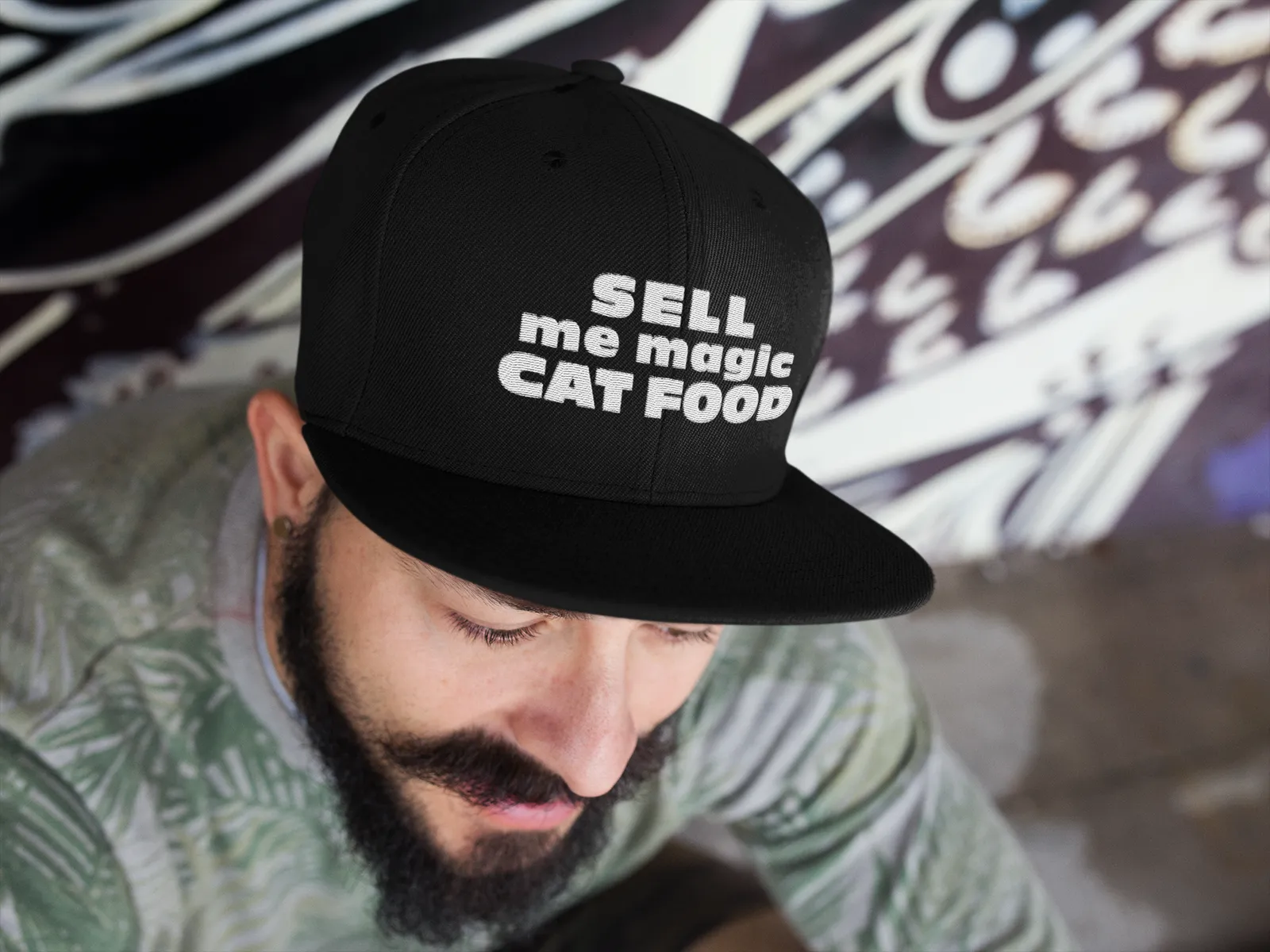Rave Hat • Sell me magic cat food (Snapback Hat)