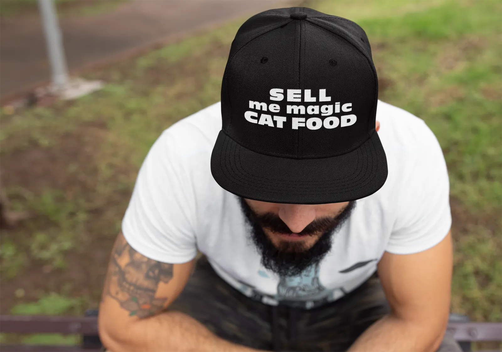 Rave Hat • Sell me magic cat food (Snapback Hat)