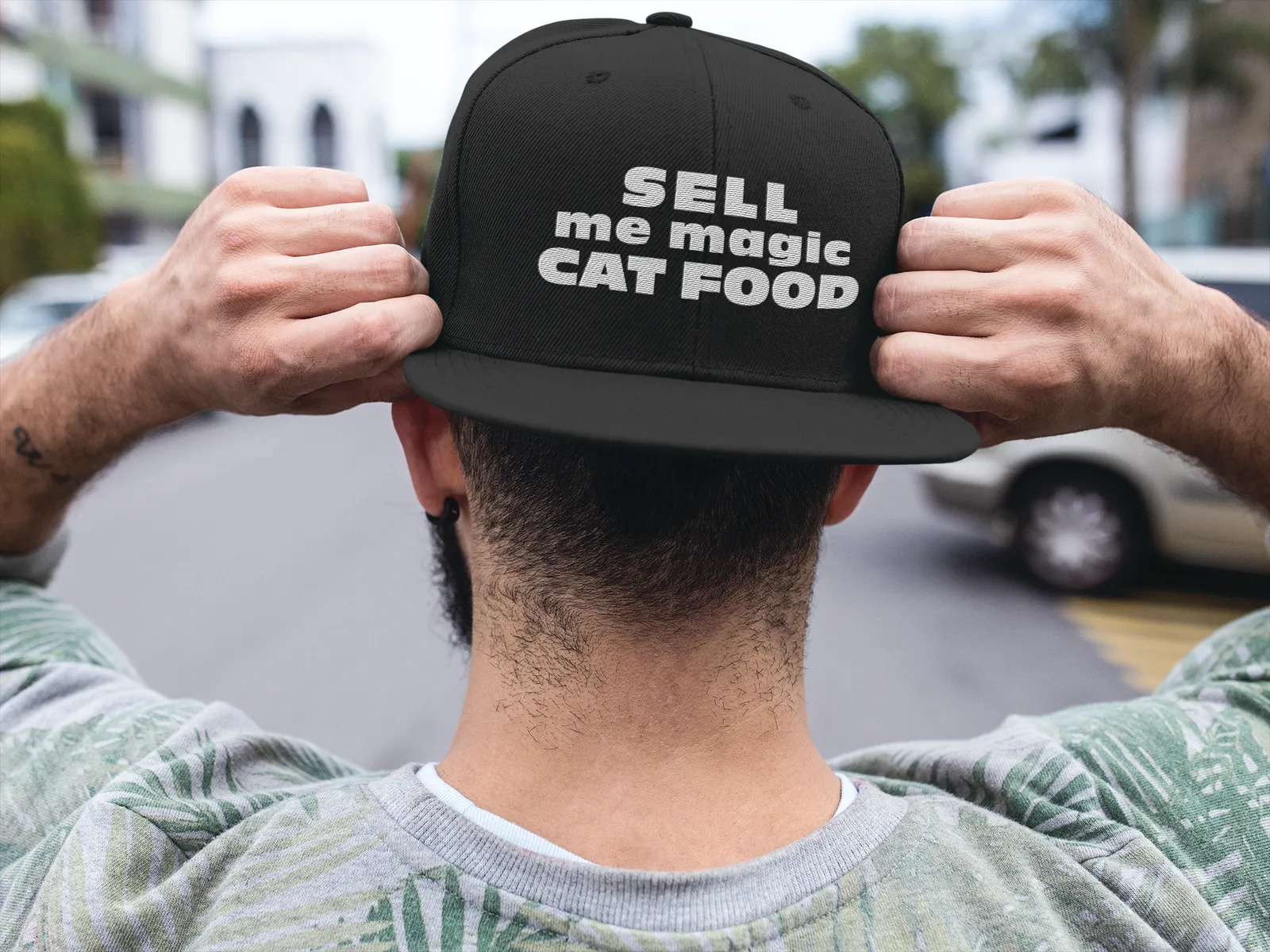 Rave Hat • Sell me magic cat food (Snapback Hat)